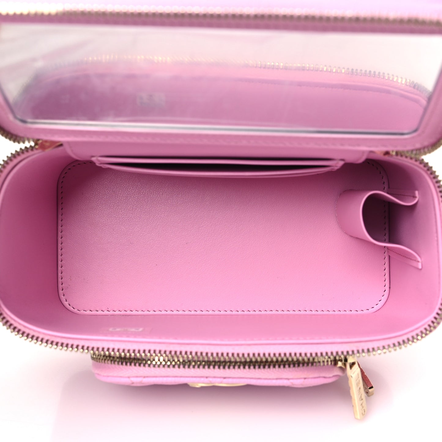 Caviar Quilted Top Handle Pocket Vanity Case Lilac