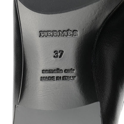 Hermes Goatskin Womens Royal Loafers 37 Black 6 of 8