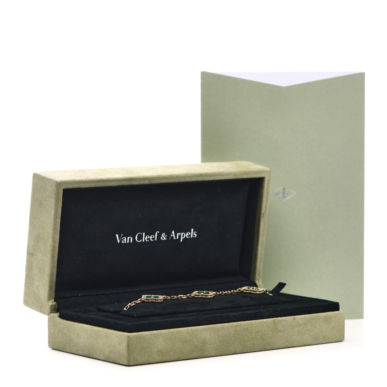 Van Cleef & Arpels 18K Yellow Gold Malachite 5 Motifs Vintage Alhambra Bracelet 8 of 8