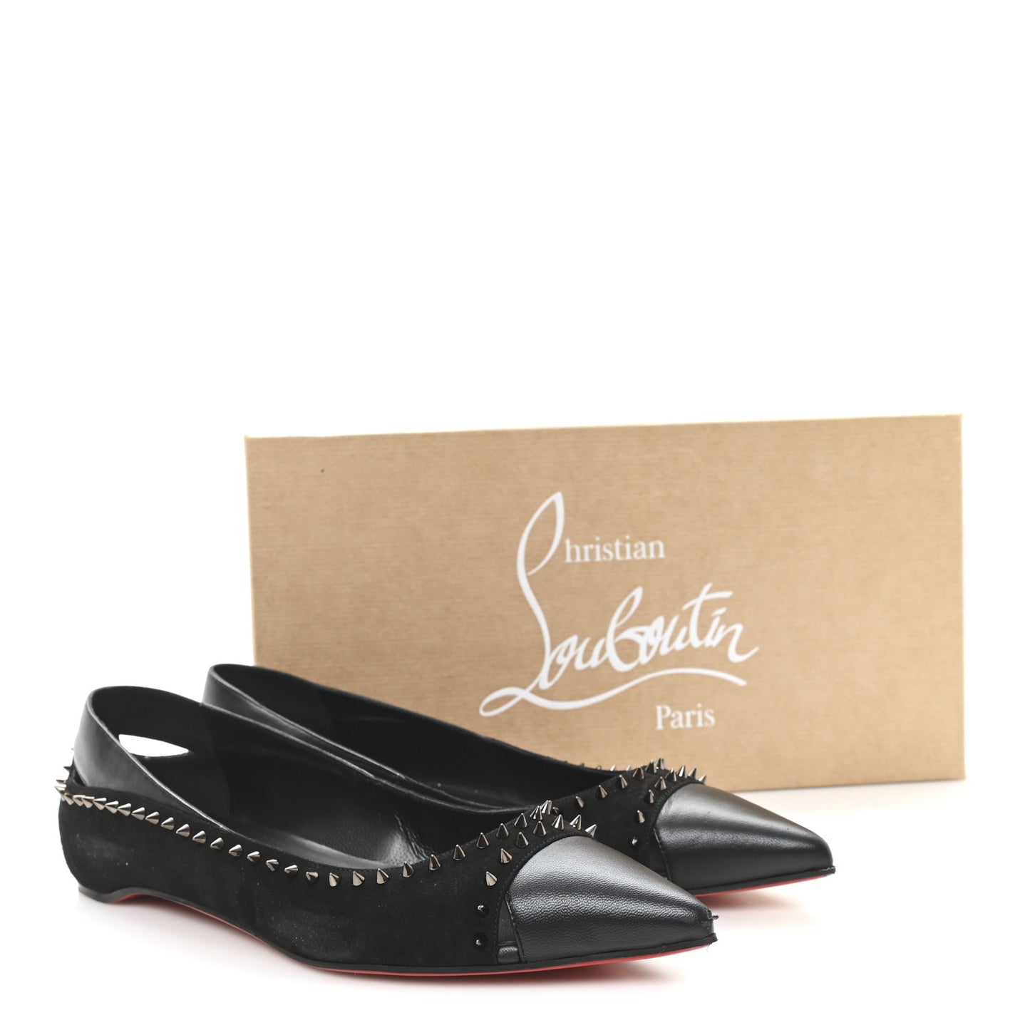 Nappa Suede Spikes Duvettina Ballerina Flats 38 Black