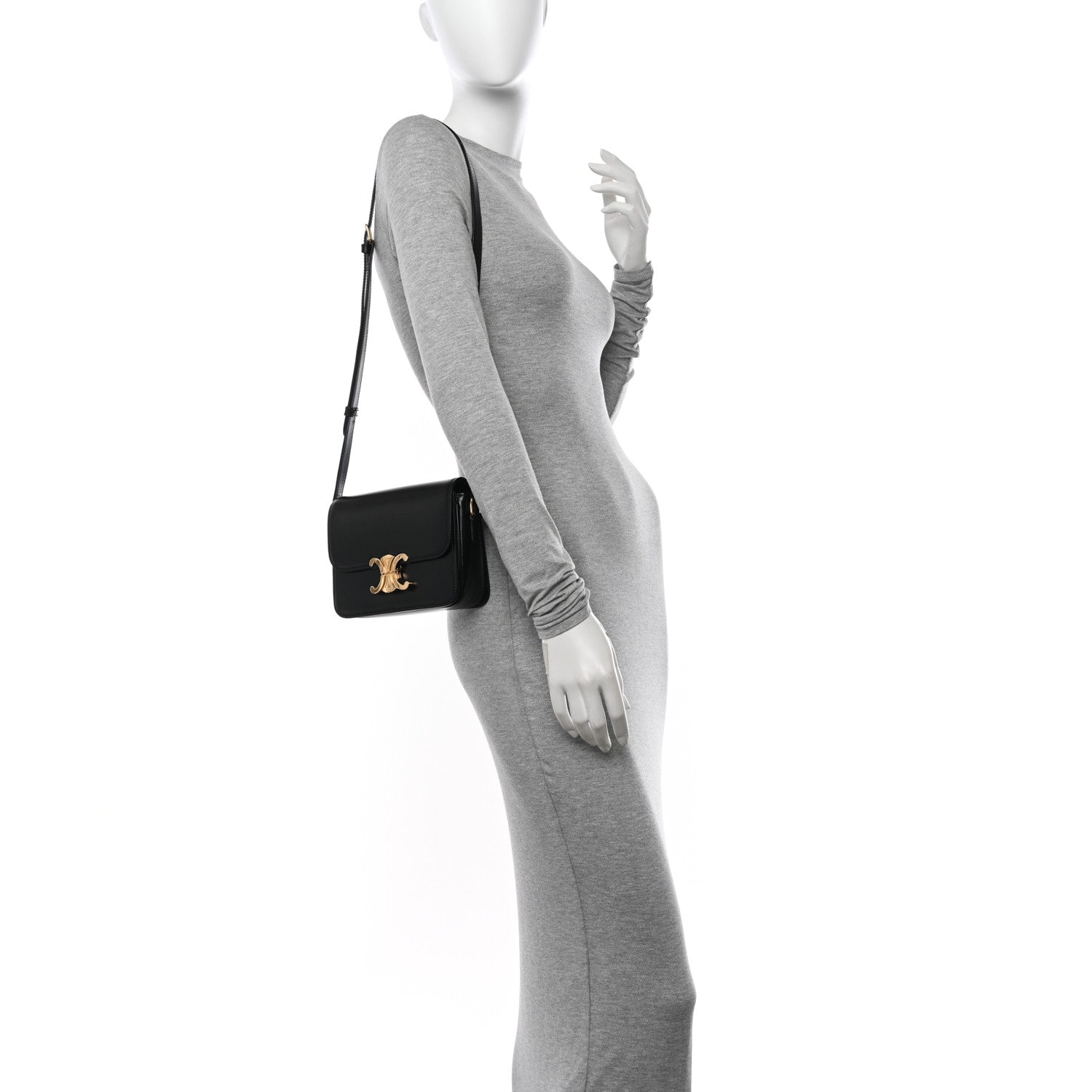 Celine Shiny Calfskin Teen Triomphe Black 2 of 15