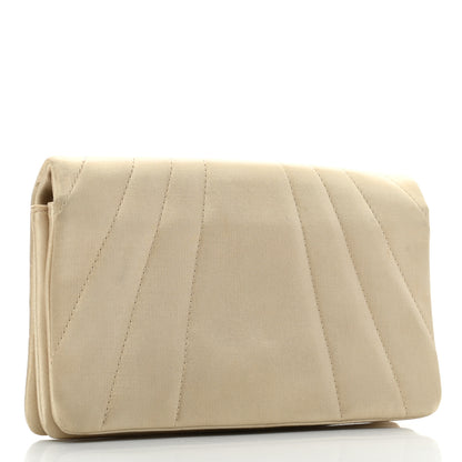 Chanel Satin Pleated Crystal CC Clutch Beige 3 of 12