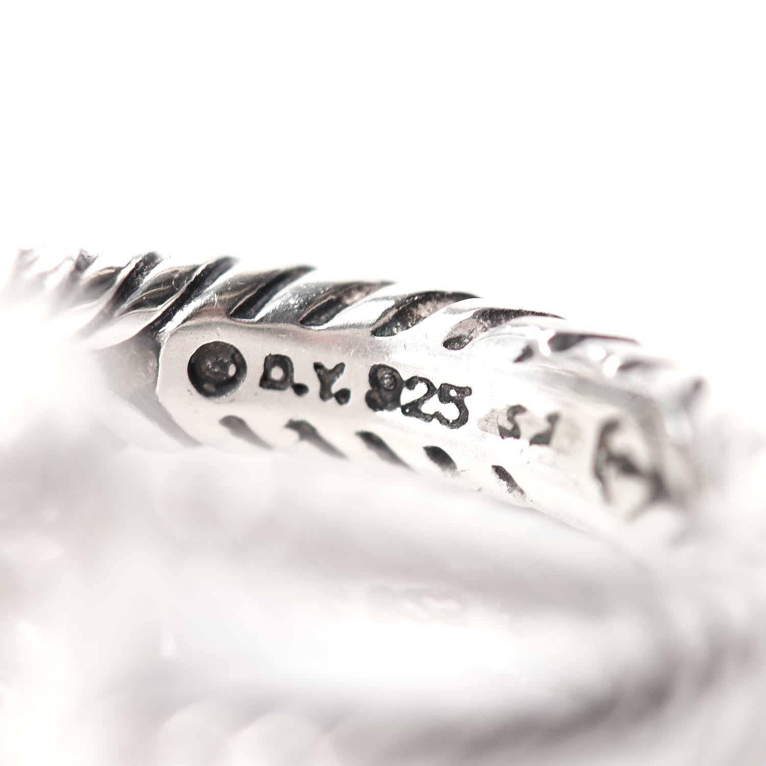 David Yurman Sterling Silver Diamond White Topaz 7mm Petite Albion Ring 50 5.25 5 of 5