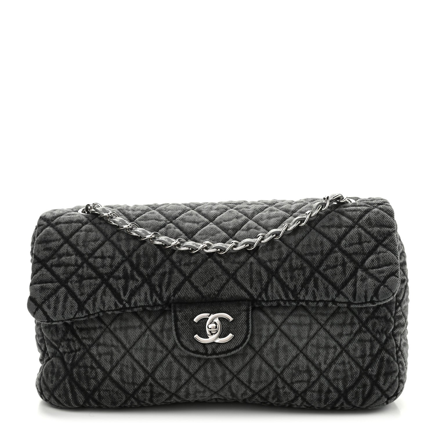 Chanel Denim Quilted Denimpression Flap Grey Black 1 of 9