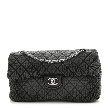 Chanel Denim Quilted Denimpression Flap Grey Black 1 of 9