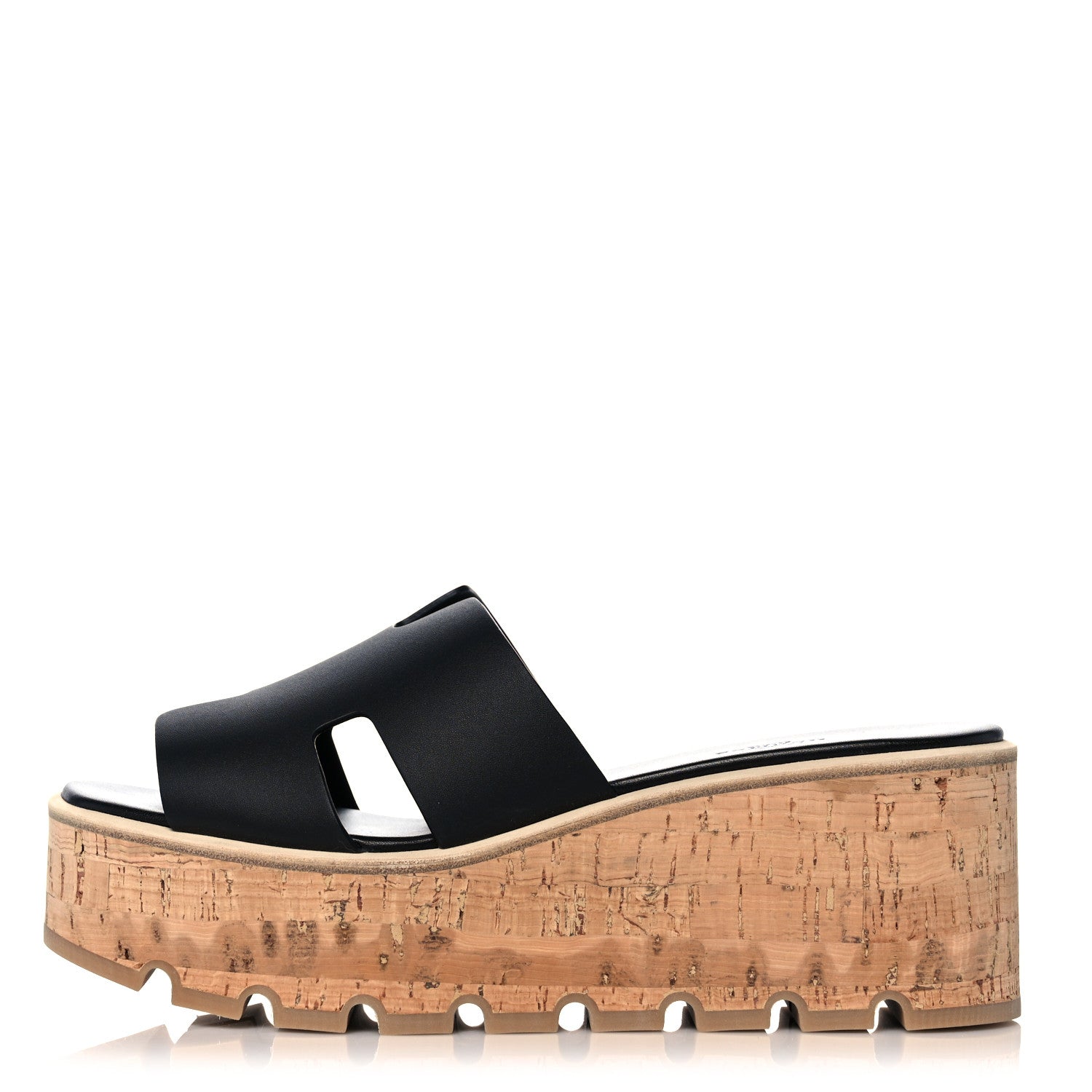 Hermes Calfskin Cork Eze 30 Sandals 39 Black 1 of 9