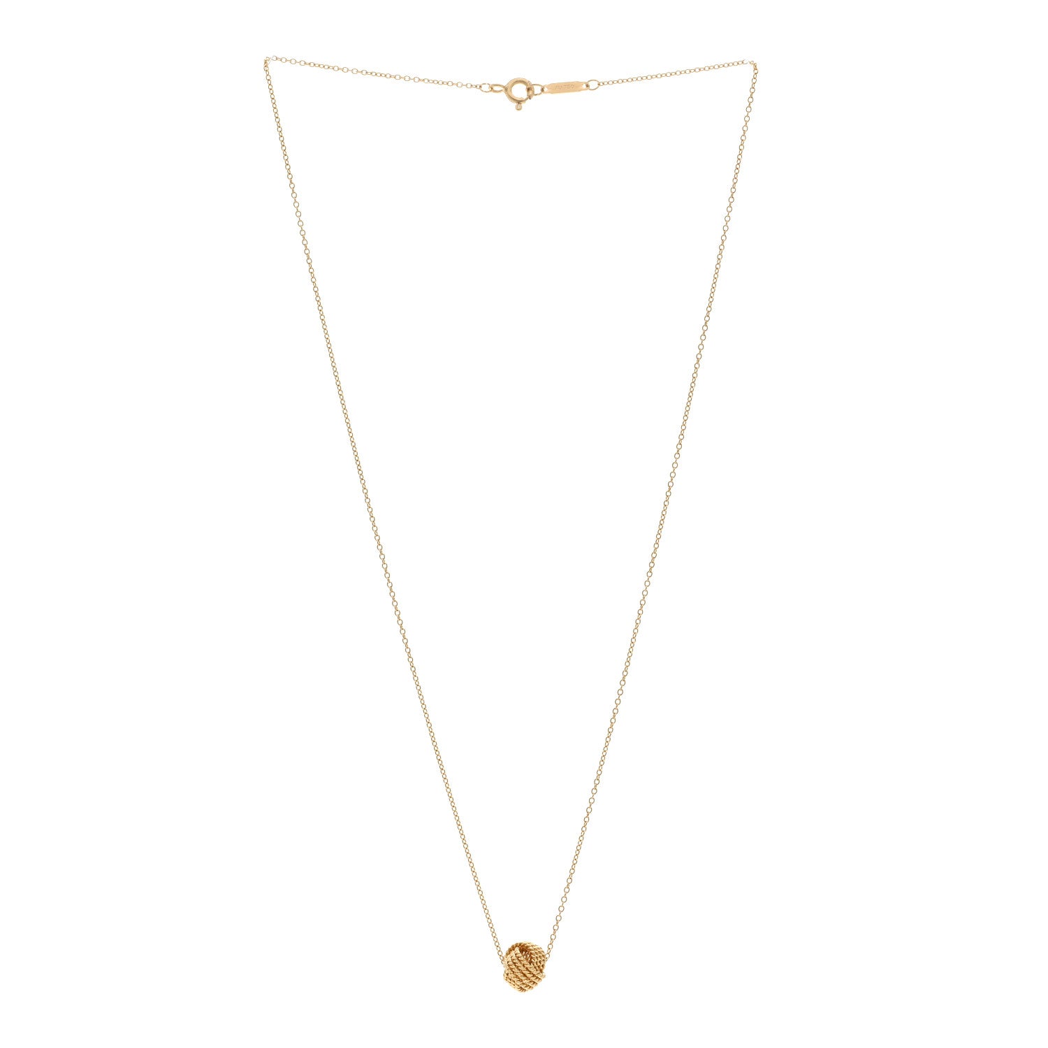 Tiffany 18K Yellow Gold Twist Knot Pendant Necklace 3 of 4