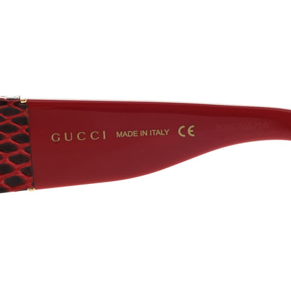 Gucci Snakeskin Acetate Square Sunglasses GG0484S Black Red 7 of 9