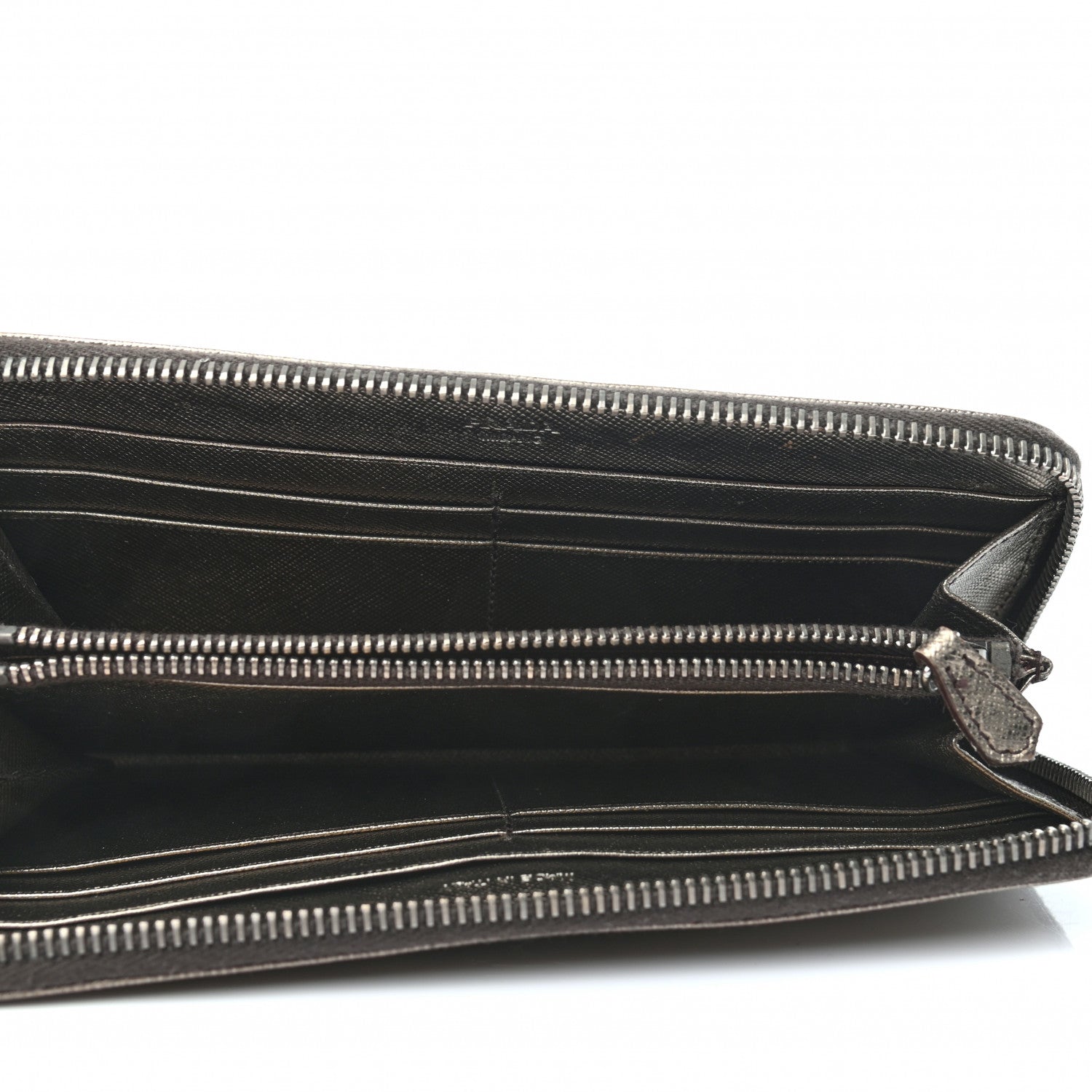 Prada Saffiano Metal Zip Around Wallet Bronzo 5 of 8
