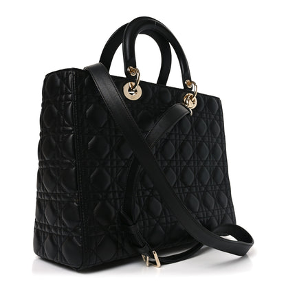 Christian Dior Lambskin Cannage Large Lady Dior Black 3 of 10