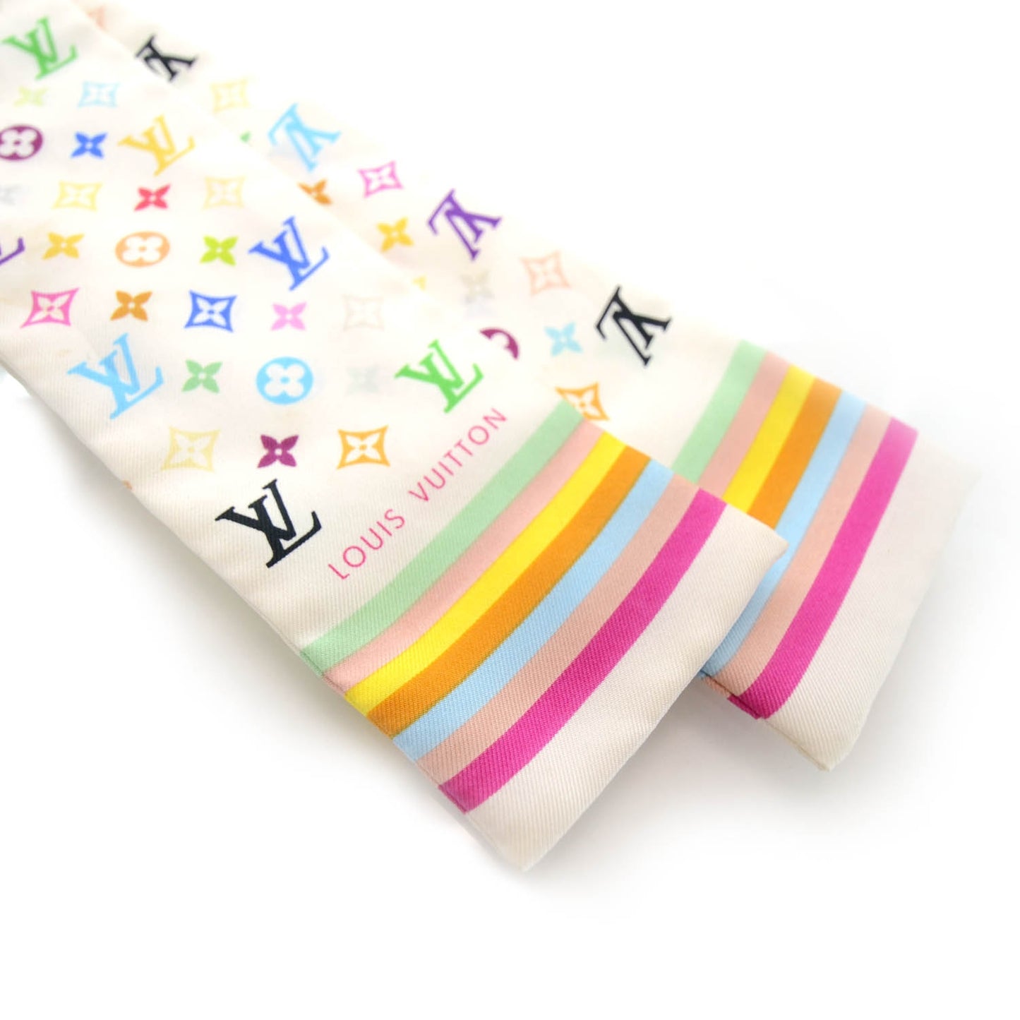Silk Monogram Multicolor Bandeau White
