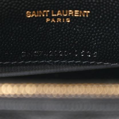 Saint Laurent Grain De Poudre Matelasse Chevron Monogram Envelope Chain Wallet Black 8 of 11