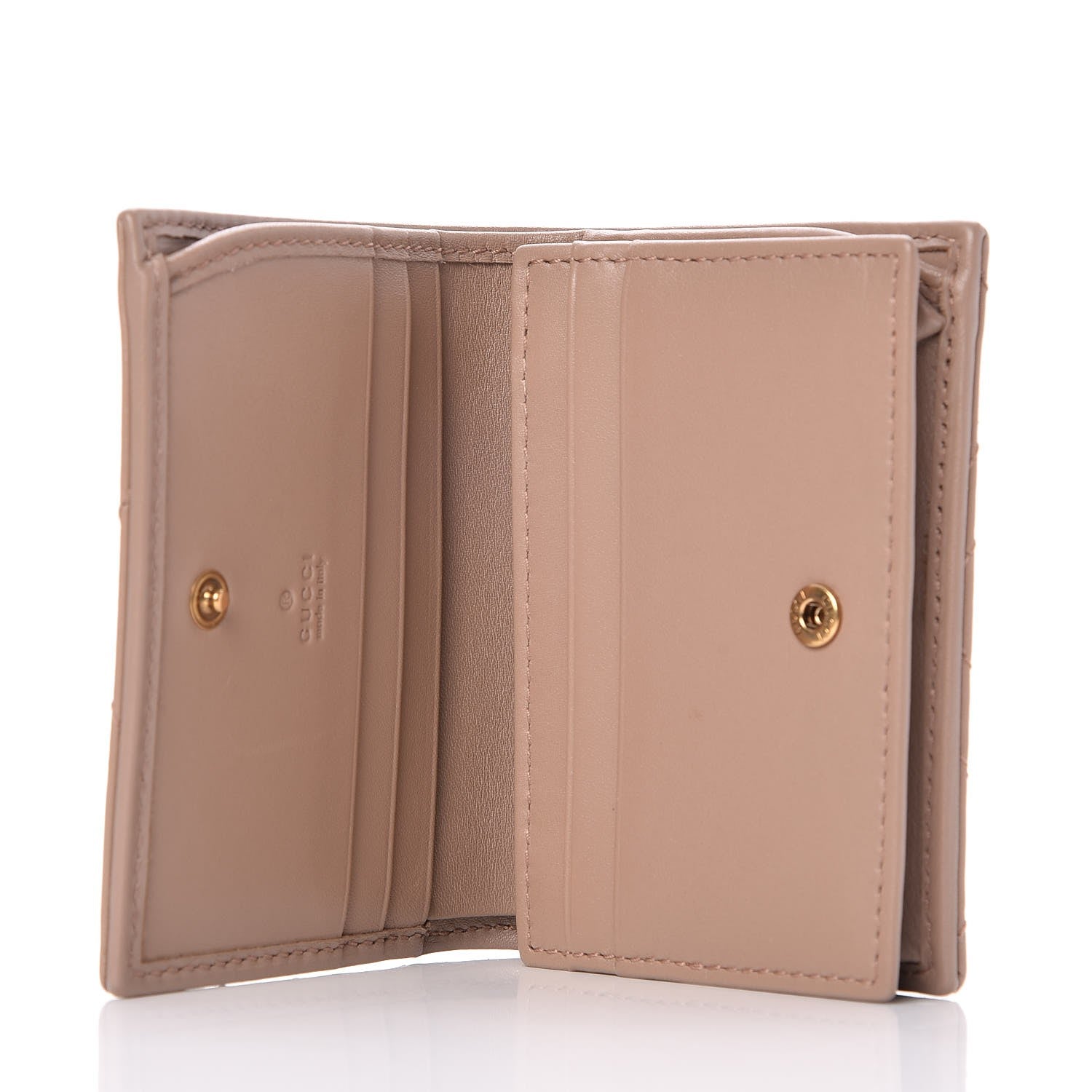 Gucci Calfskin Matelasse GG Marmont Card Case Nude 5 of 8