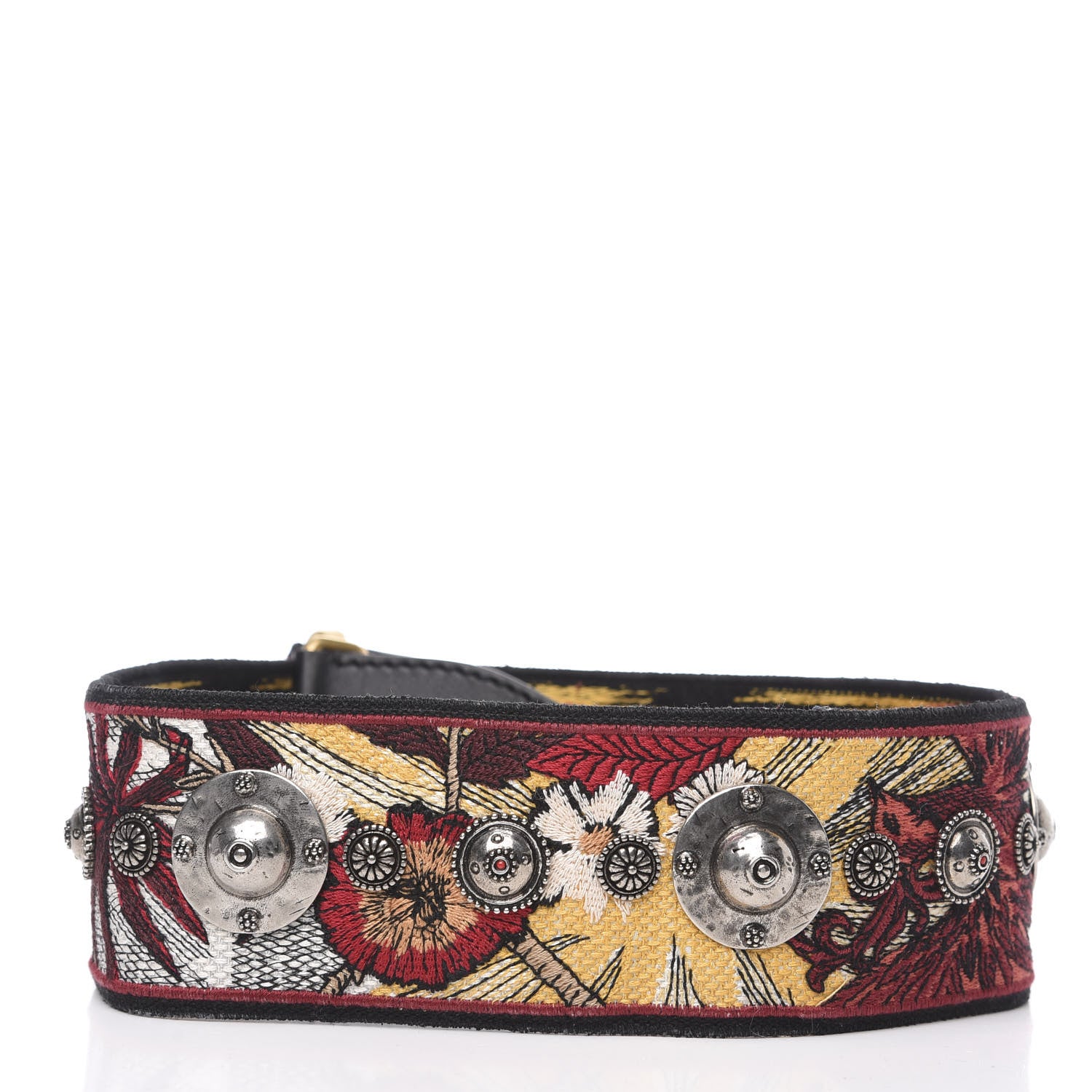 Christian Dior Canvas Embroidered Studded Floral Shoulder Strap Beige Multicolor 2 of 3