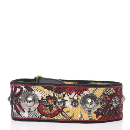 Christian Dior Canvas Embroidered Studded Floral Shoulder Strap Beige Multicolor 2 of 3