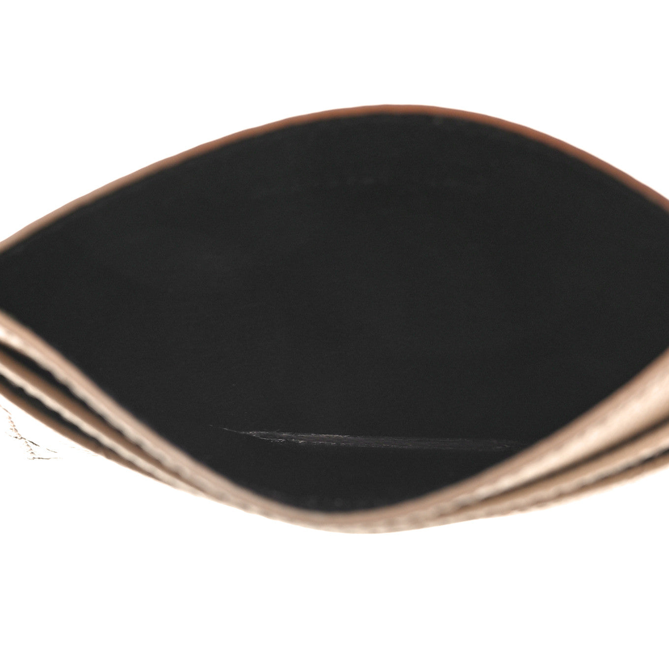 Grain De Poudre Matelasse Chevron Monogram Credit Card Case Dark Beige