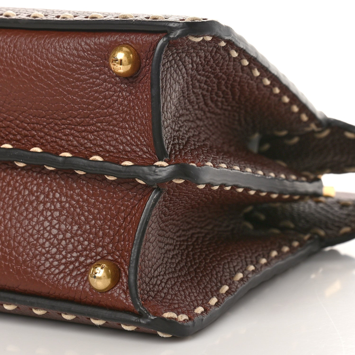 Fendi Vitello Granato Camoscio Selleria Macro Stitchings Small Peekaboo I SEE U Satchel Praline 8 of 8
