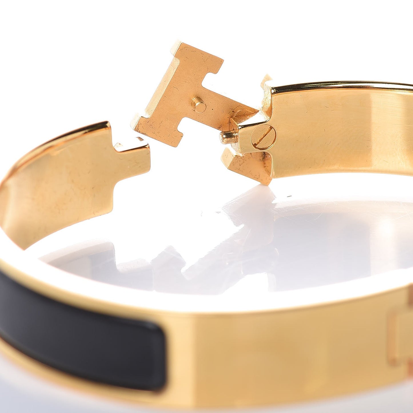 Enamel Narrow Clic Clac H Bracelet GM Black