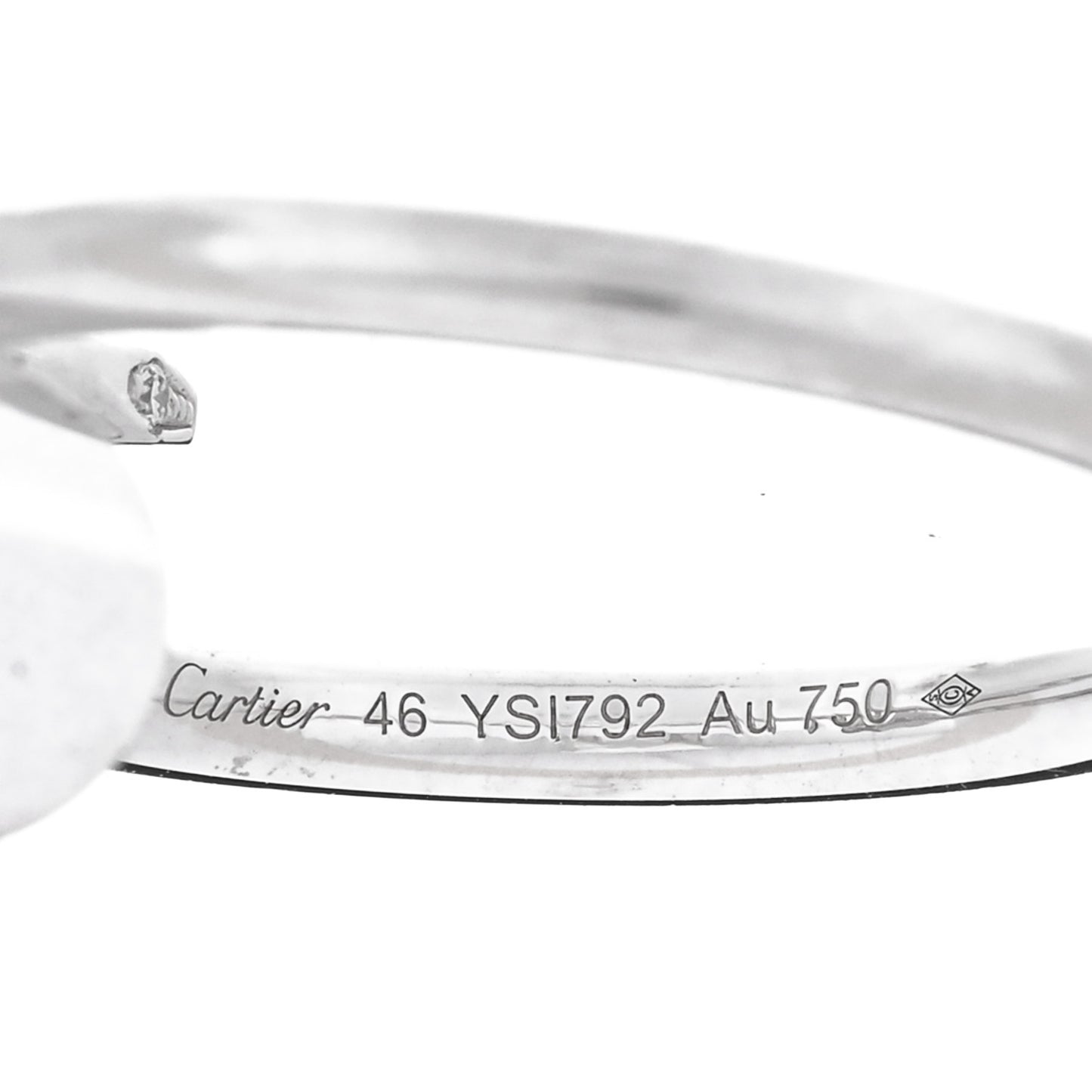 18K White Gold Diamond Small Juste Un Clou Ring 46 3.75