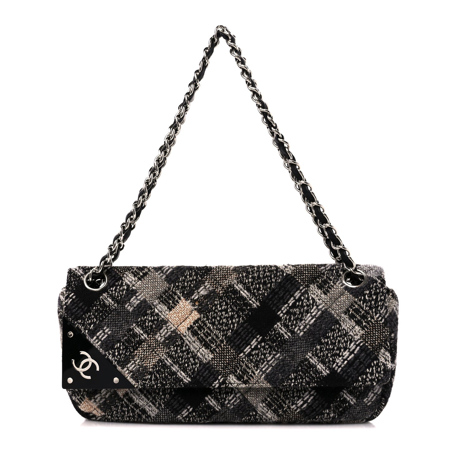 Tweed East West Flap Black White Beige