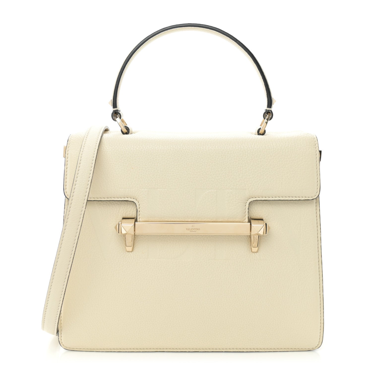 Valentino Garavani Grainy Calfskin Embossed VLTN Uptown Top Handle Bag Ivory 1 of 11