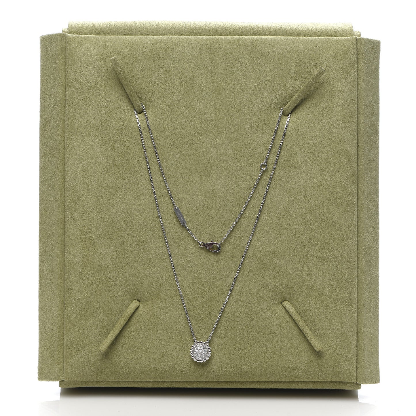 18K White Gold Diamond Perlee Pendant Necklace