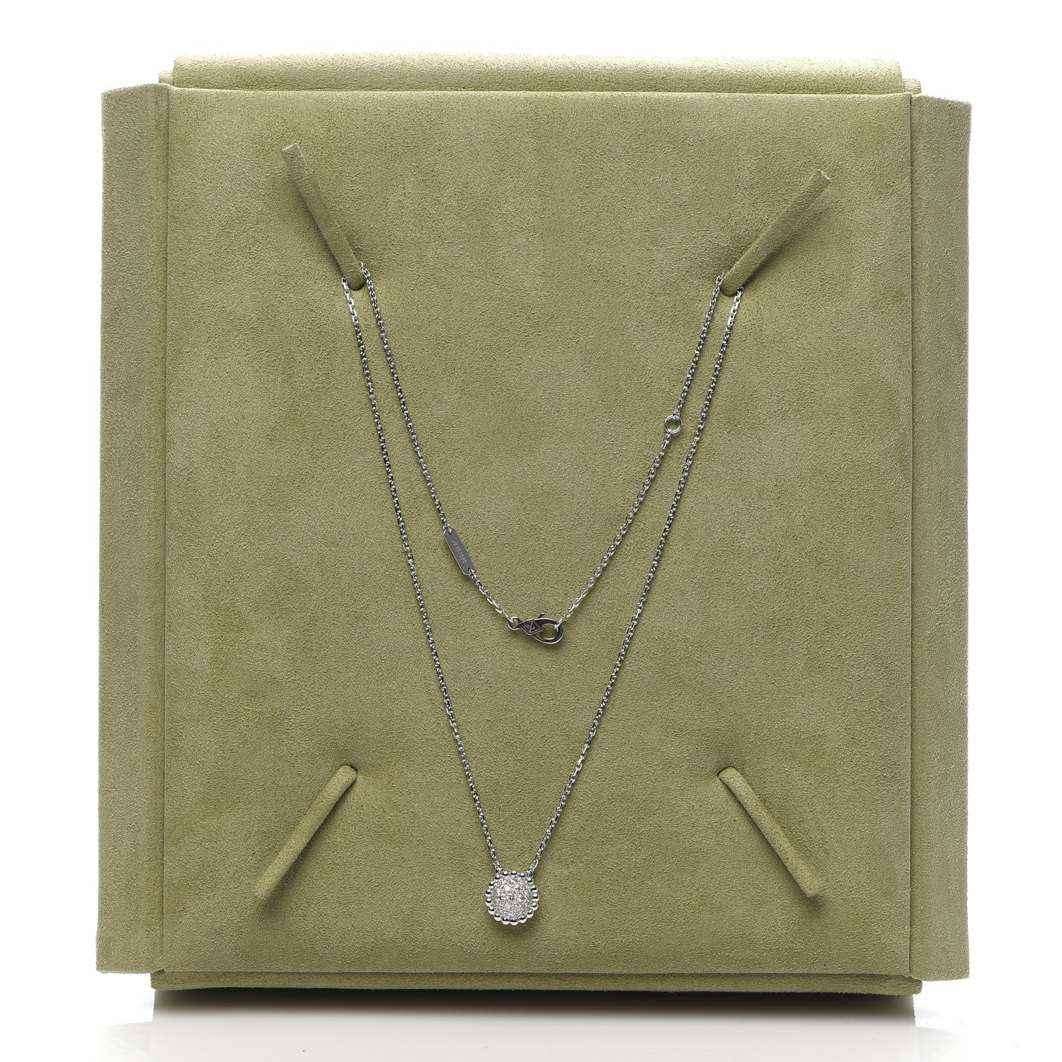 Van Cleef & Arpels 18K White Gold Diamond Perlee Pendant Necklace 9 of 9