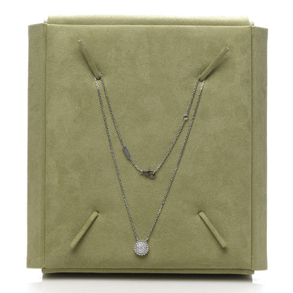 Van Cleef & Arpels 18K White Gold Diamond Perlee Pendant Necklace 9 of 9