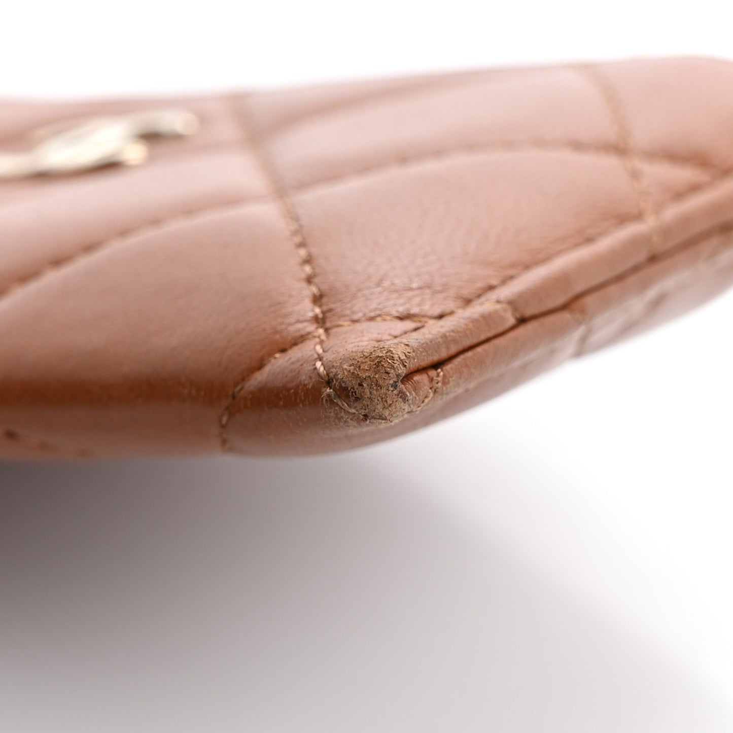 Lambskin Quilted Card Holder Brown