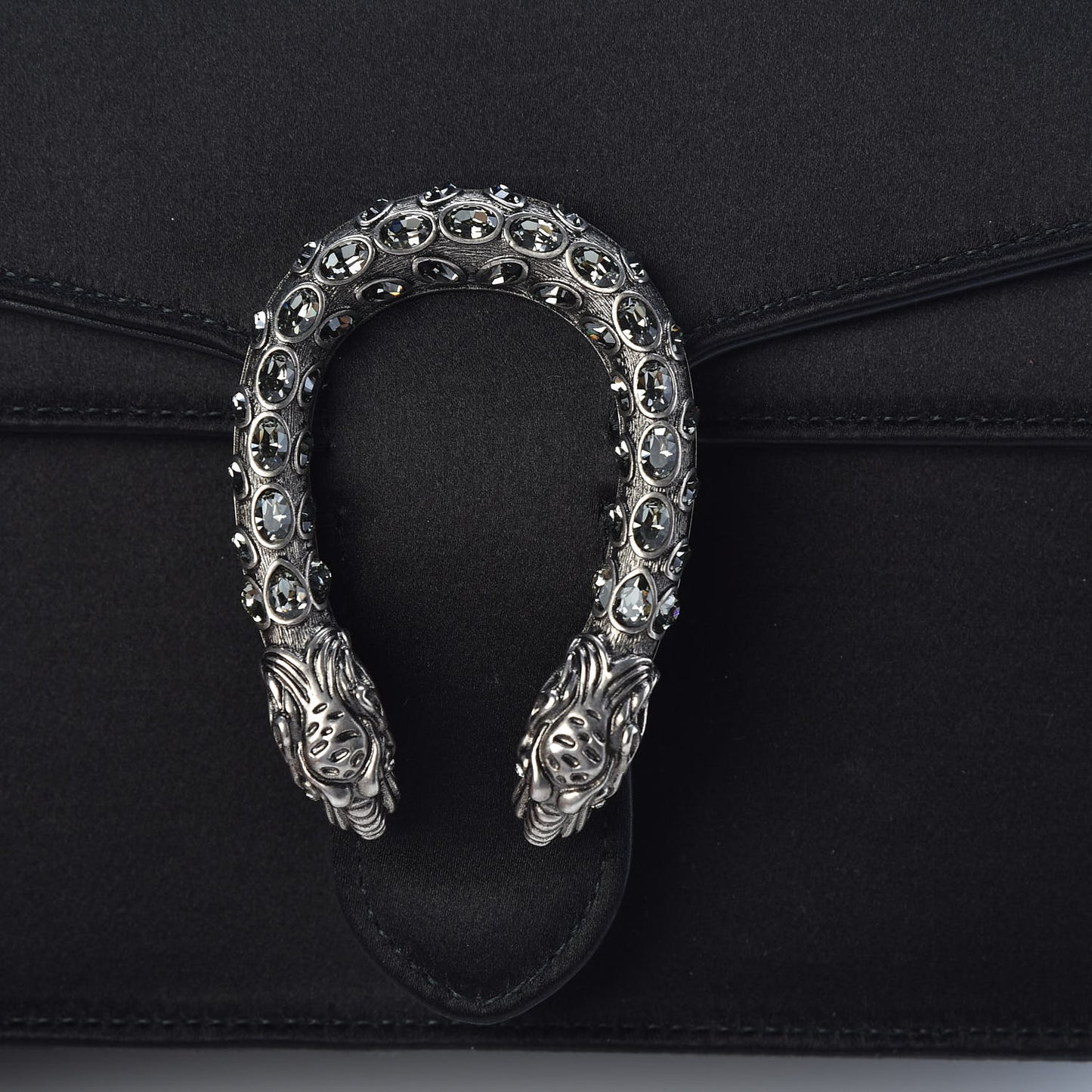 Satin Silk Crystal Small Dionysus Shoulder Bag Black Black Diamond