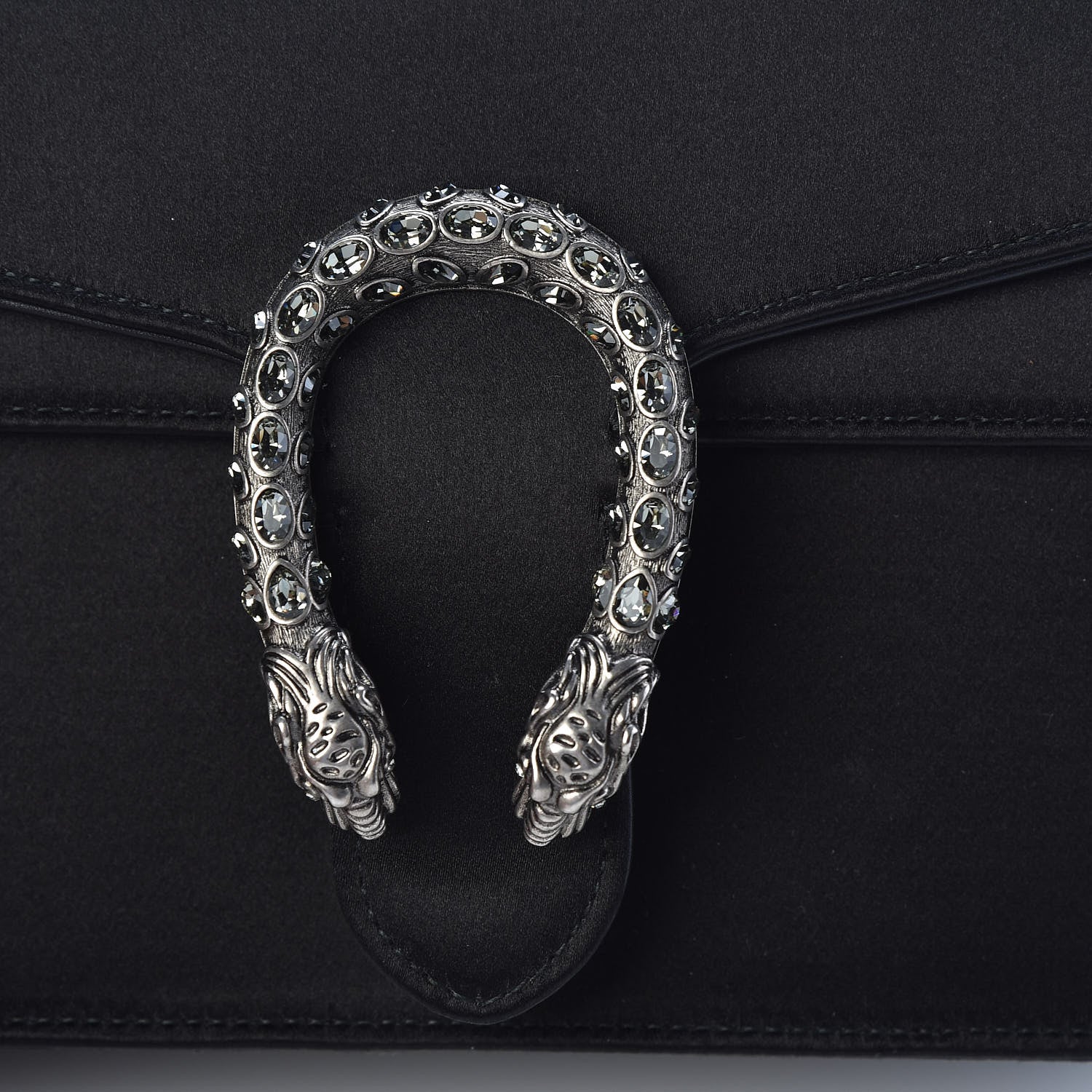 Gucci Satin Silk Crystal Small Dionysus Shoulder Bag Black Black Diamond 10 of 10