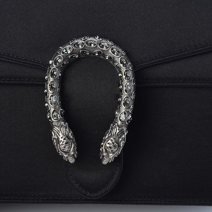 Gucci Satin Silk Crystal Small Dionysus Shoulder Bag Black Black Diamond 10 of 10