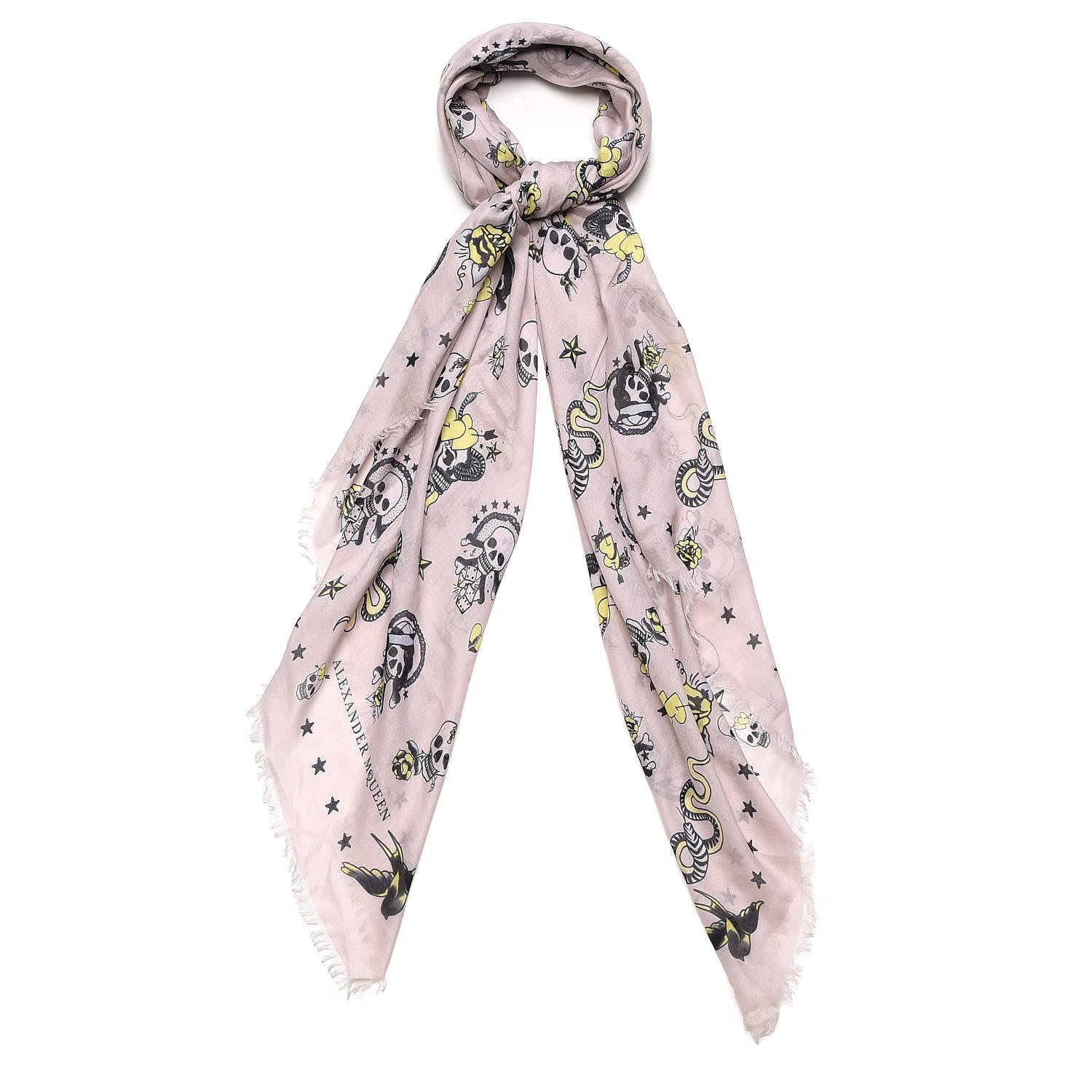 Alexander McQueen Modal Silk Flower Skull Scarf Pink 1 of 5