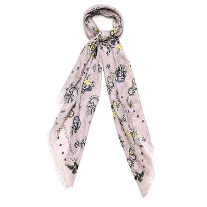 Alexander McQueen Modal Silk Flower Skull Scarf Pink 1 of 5