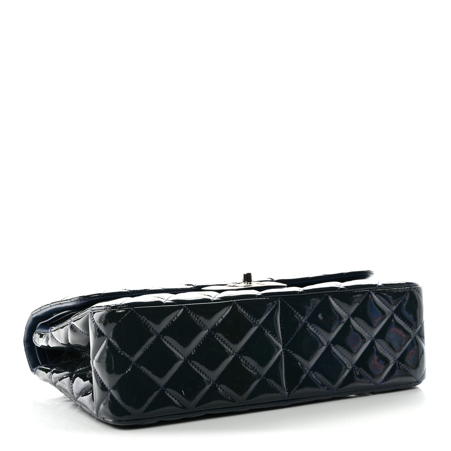 Chanel Patent Quilted Jumbo Double Flap Dark Blue 4 of 11