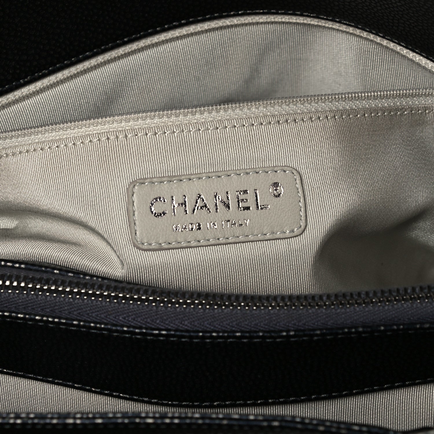 Chanel Caviar Quilted Timeless CC Shopping Tote Gray Dark Silver 5 of 9