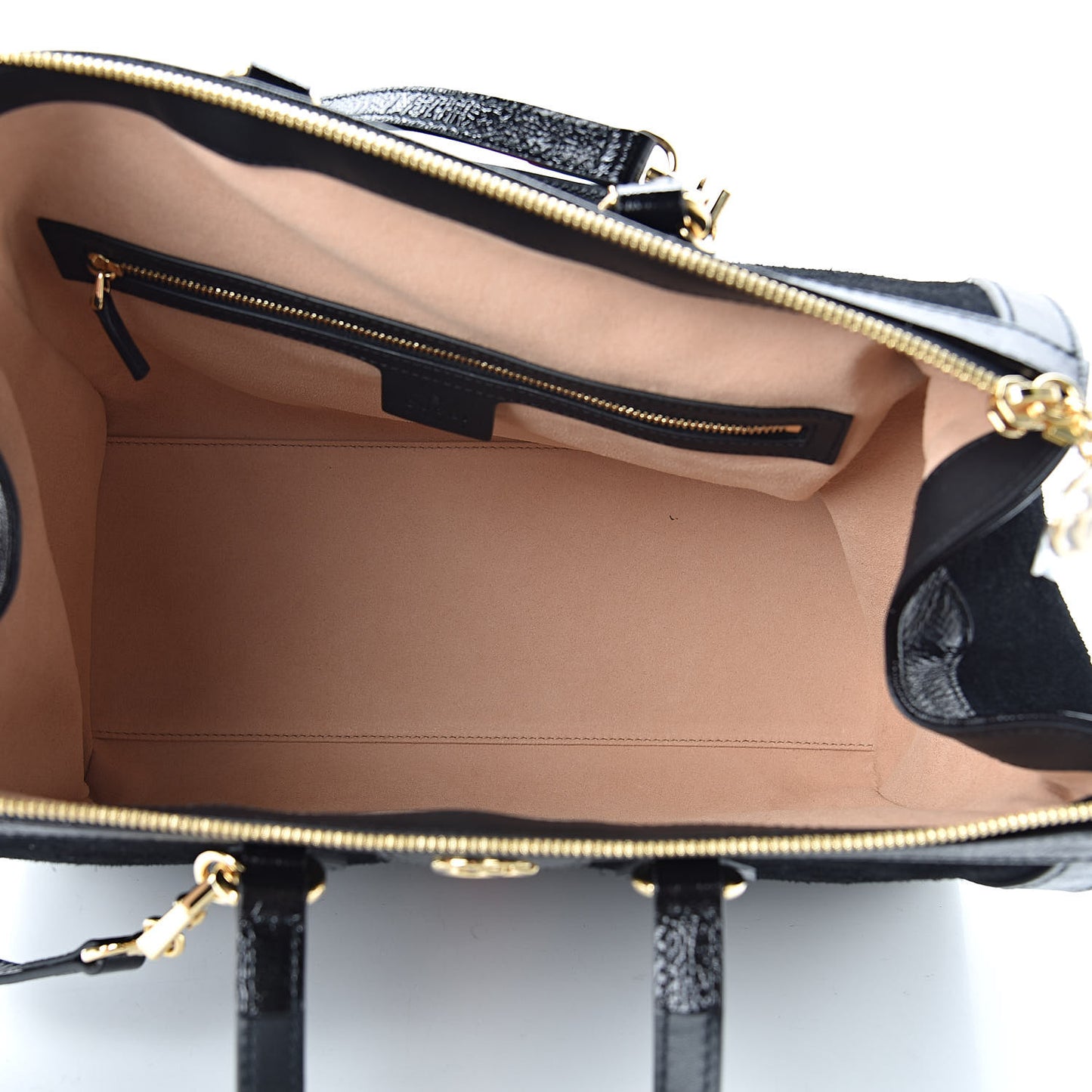 Suede Patent GG Web Medium Ophidia Tote Bag Black
