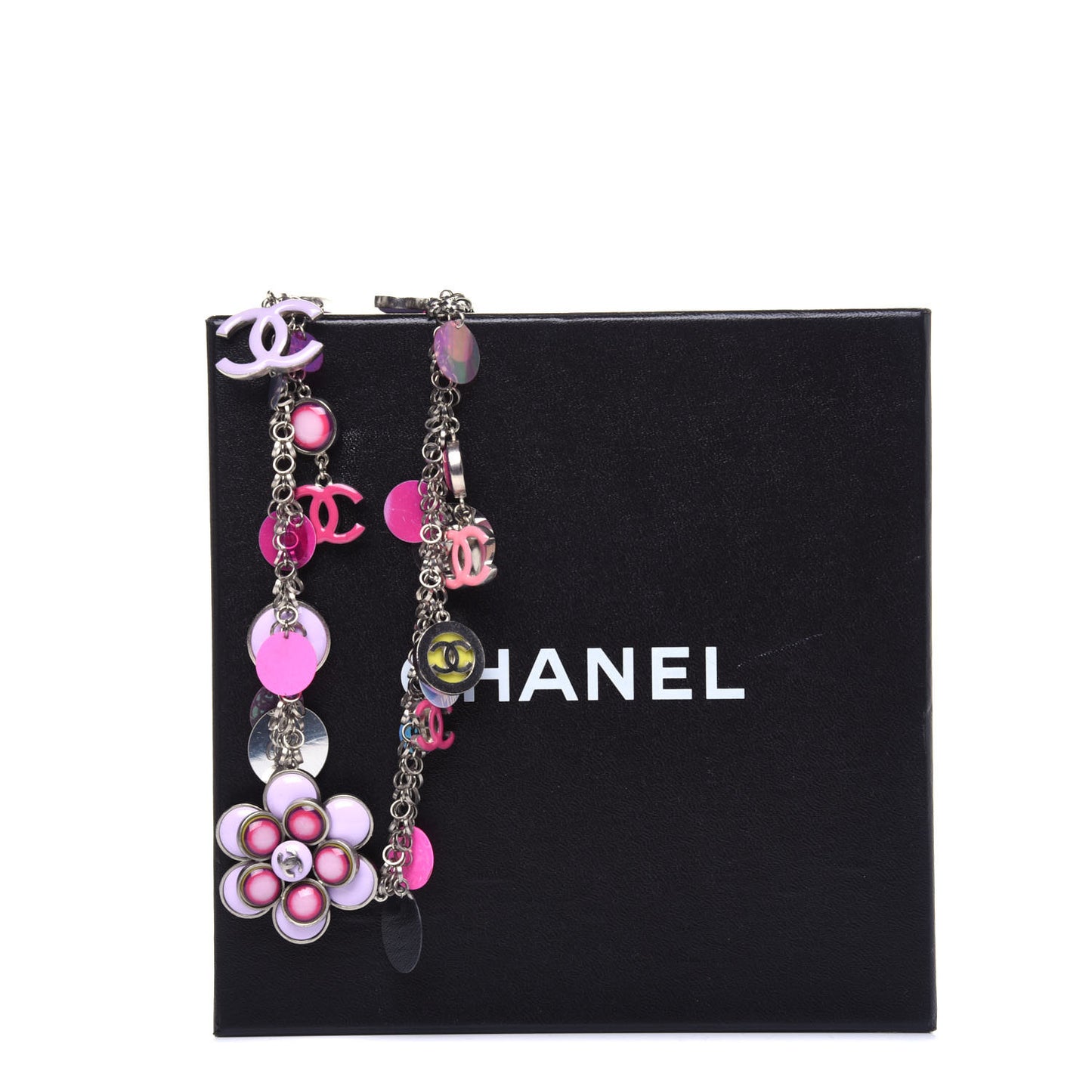 Resin CC Necklace Pink Purple Silver