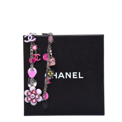 Chanel Resin CC Necklace Pink Purple Silver 6 of 6