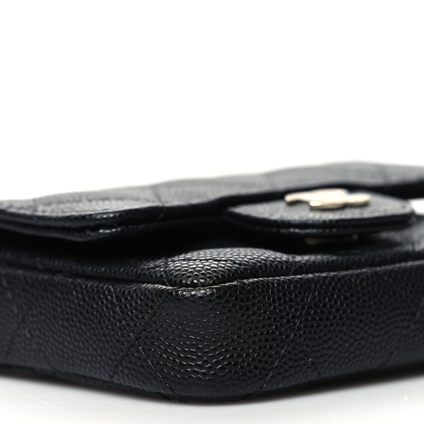 Caviar Quilted Mini Chain Belt Bag Black