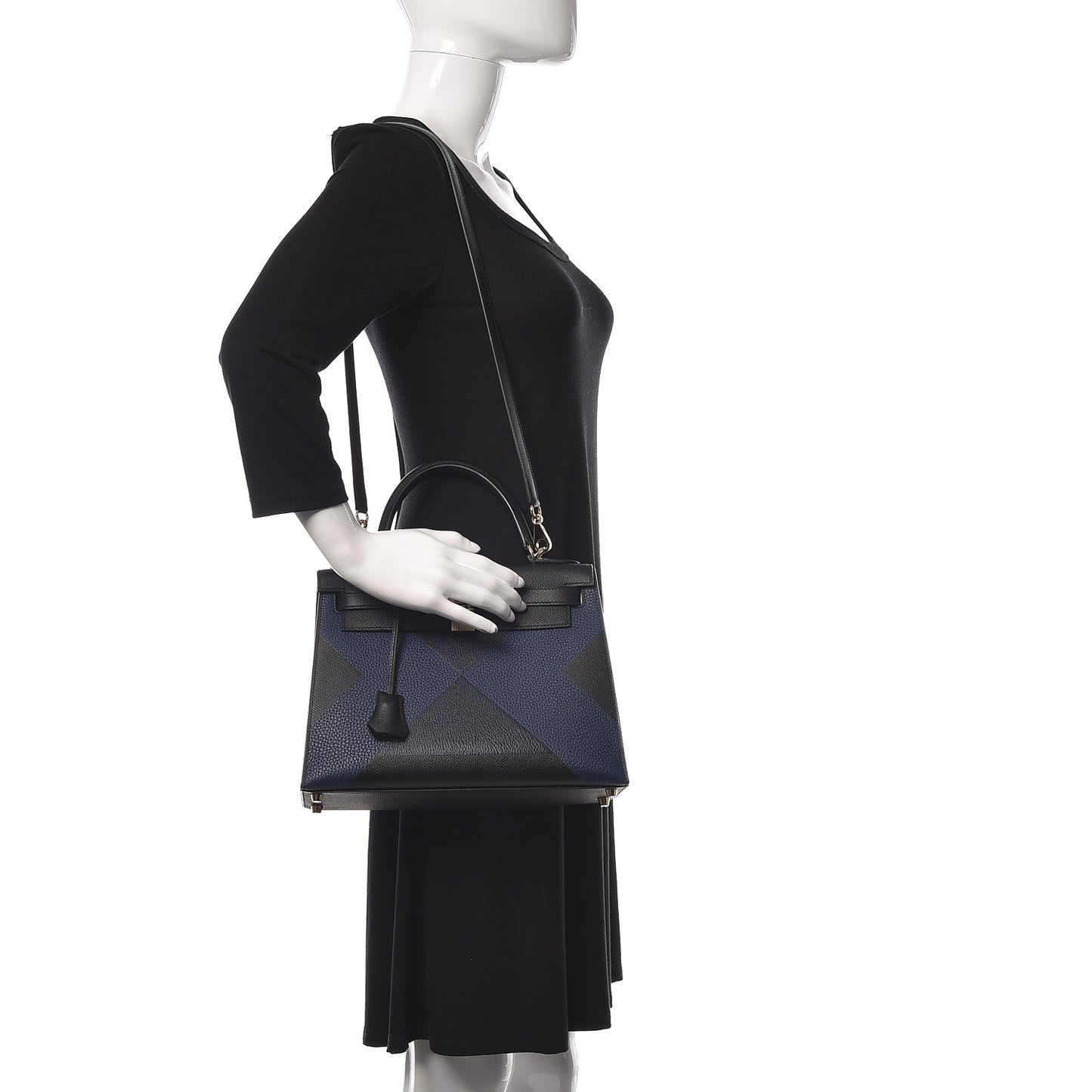 Epsom Taurillon Clemence Chevre Mysore Horseshoe Kellygraphie Lettre X Kelly Sellier 28 Noir Bleu Indigo Bleu Saphir