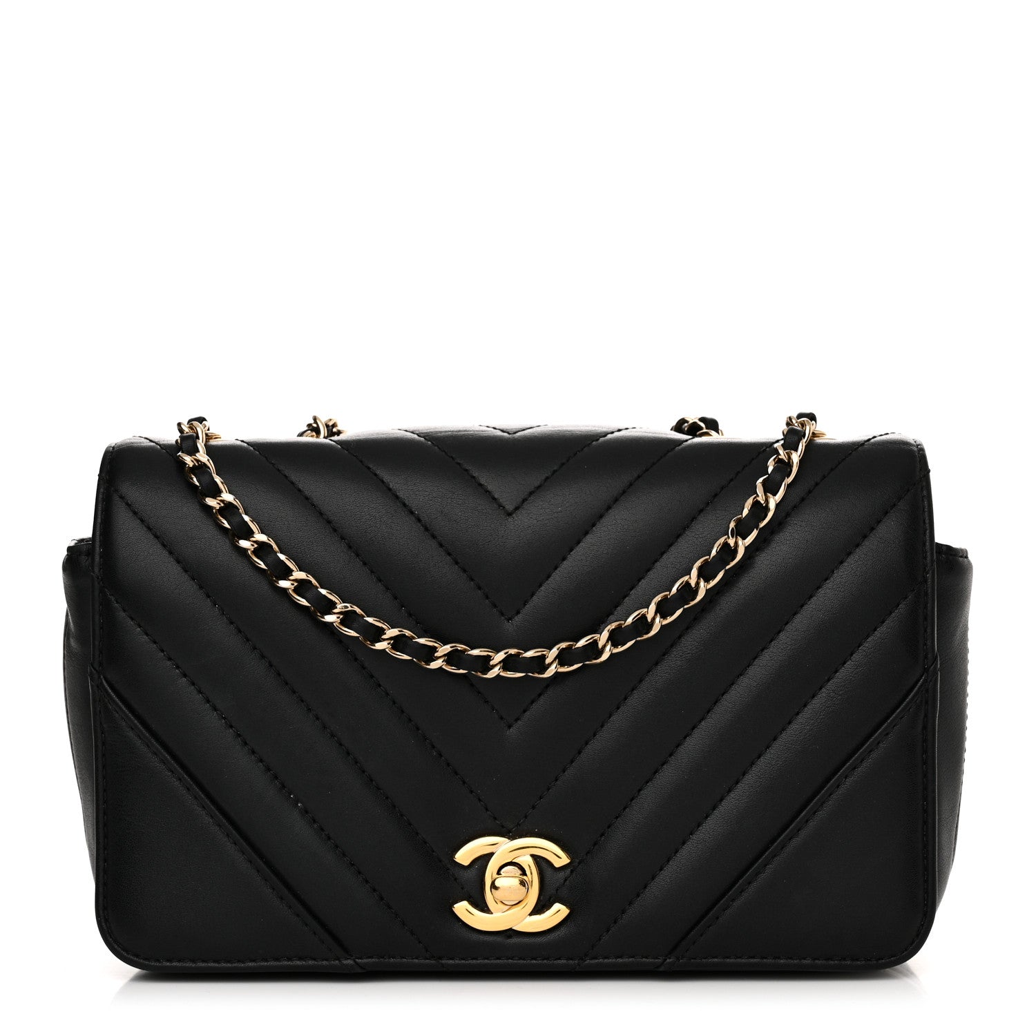 Chanel Calfskin Chevron Quilted Small Statement Flap Black 1 of 11