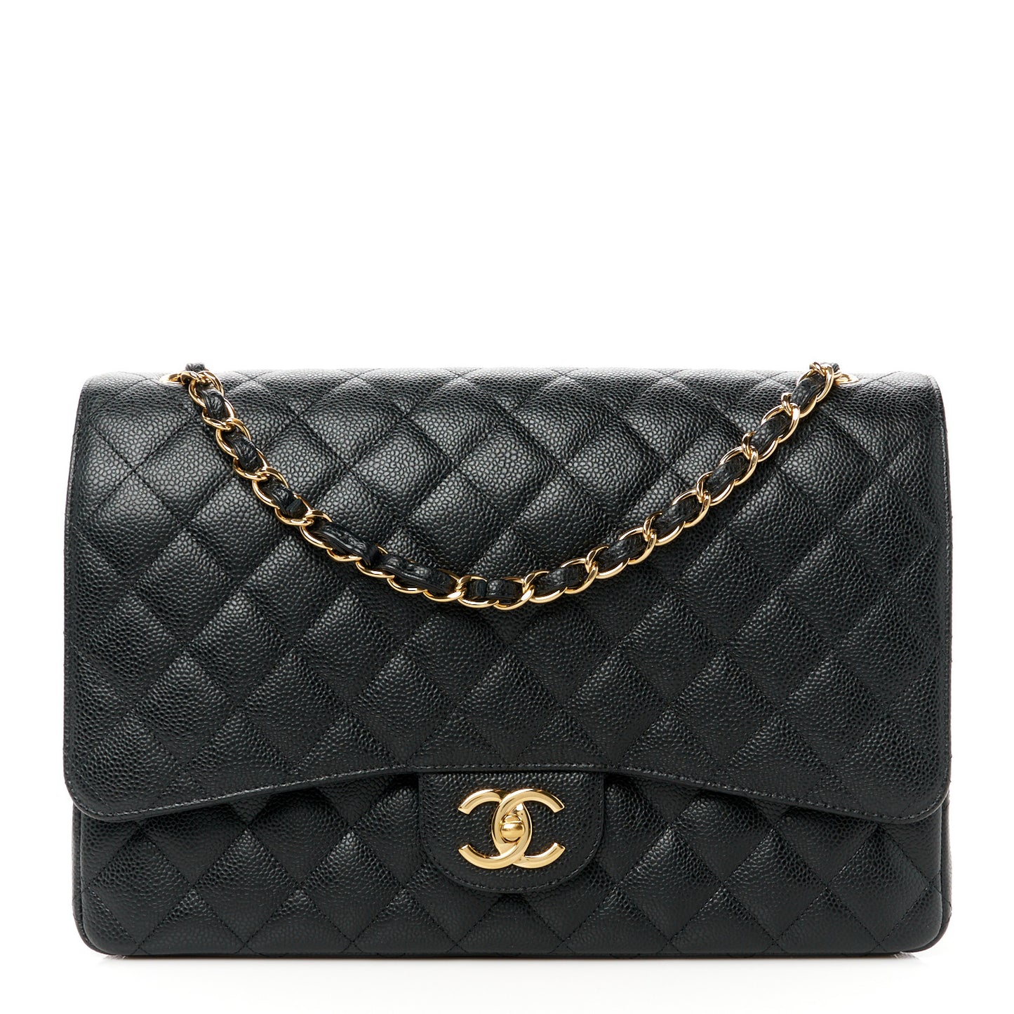 Caviar Quilted Maxi Double Flap Black