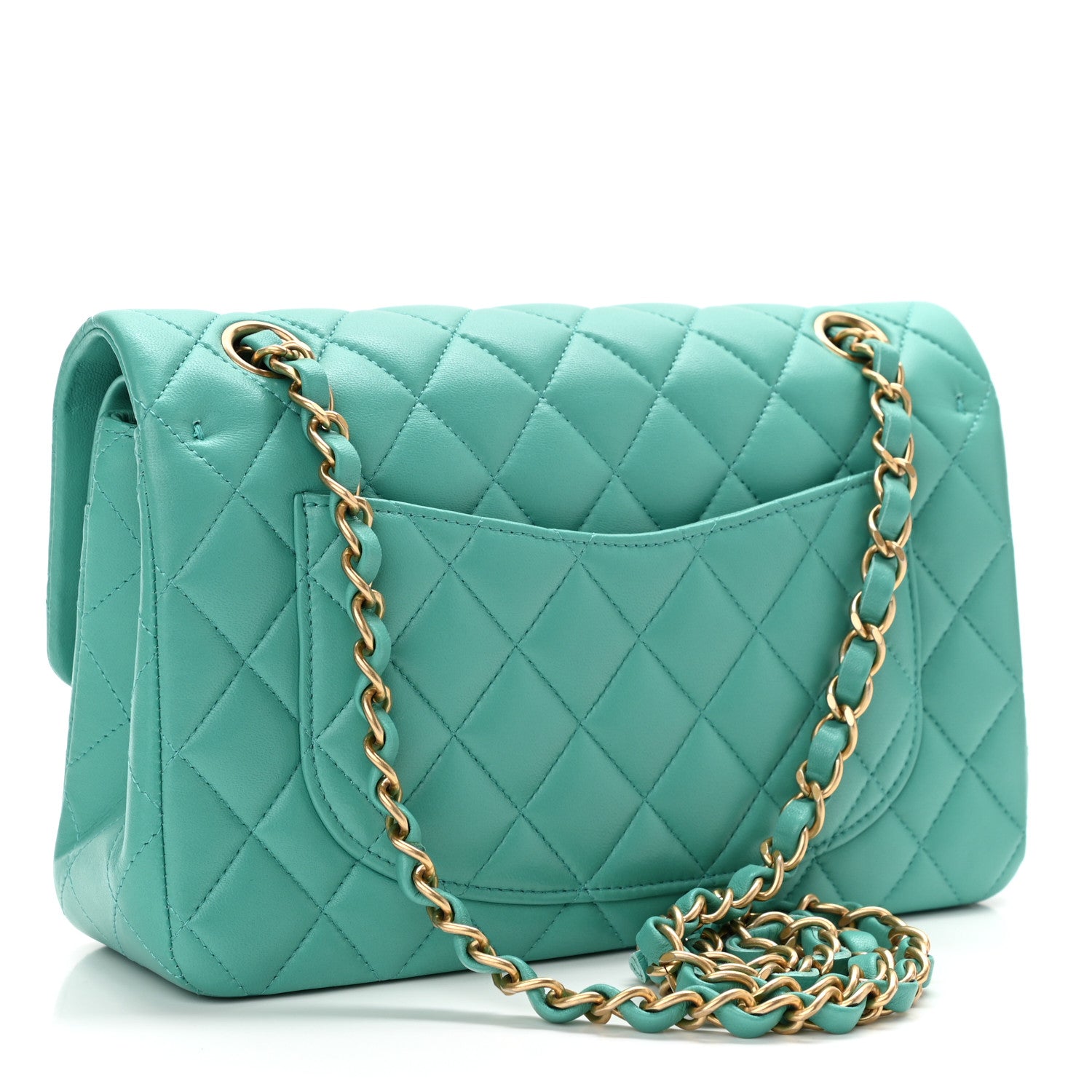 Chanel Lambskin Quilted Small Double Flap Green 2 of 9