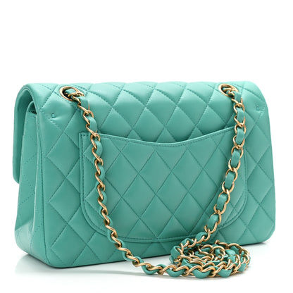 Chanel Lambskin Quilted Small Double Flap Green 2 of 9