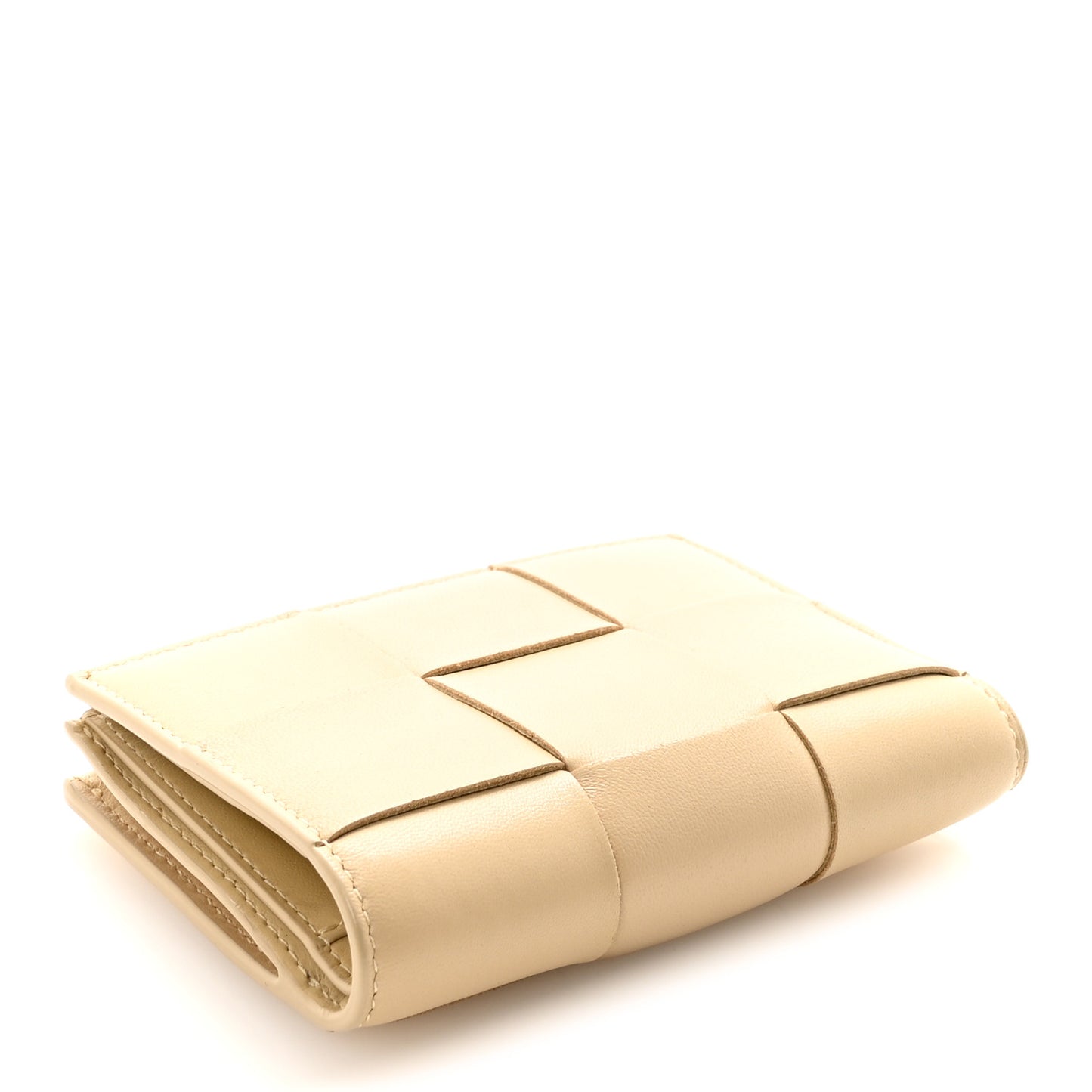 Nappa Maxi Intrecciato Small Bi-Fold Zip Wallet Porridge