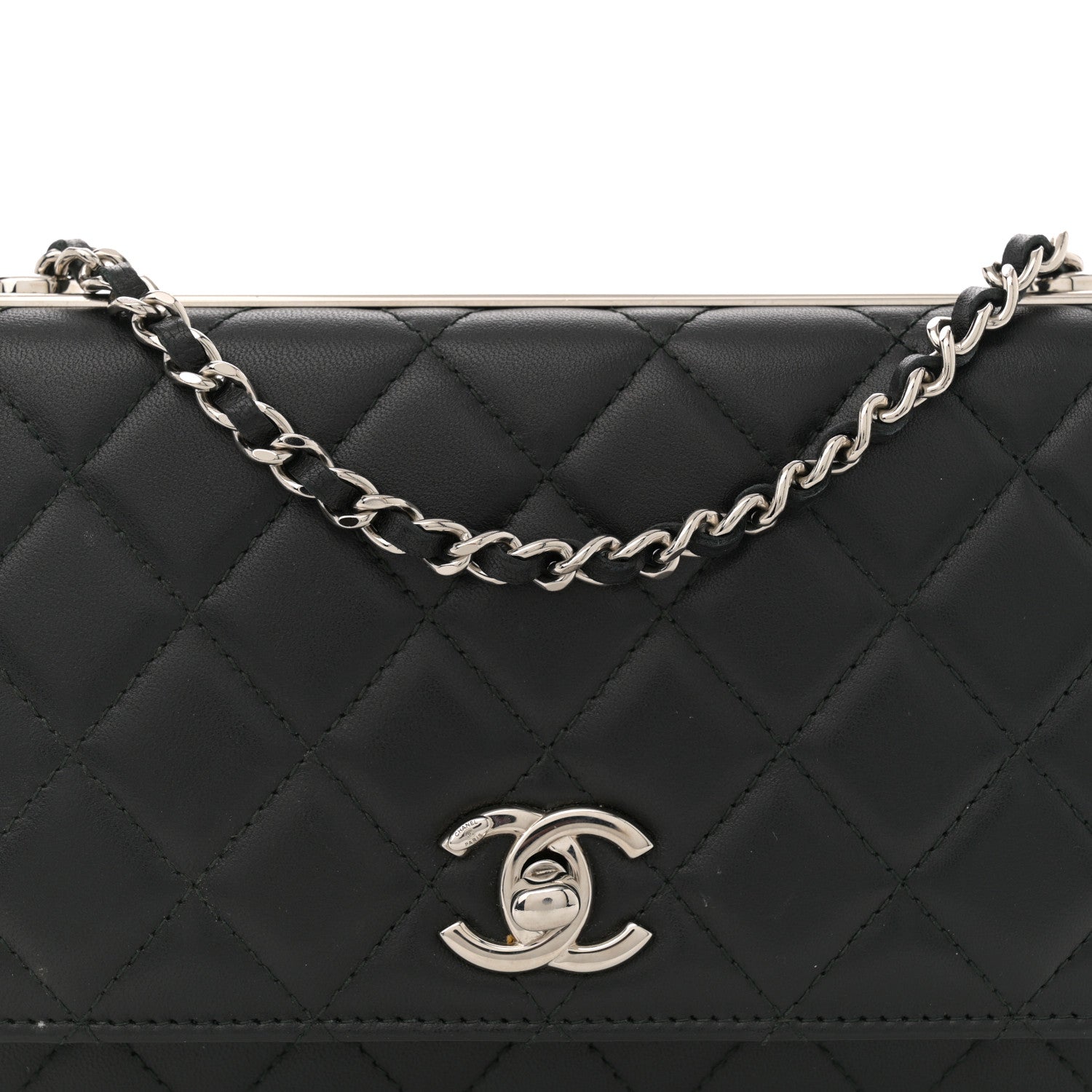 Chanel Lambskin Quilted Trendy CC Wallet On Chain WOC Black 8 of 14