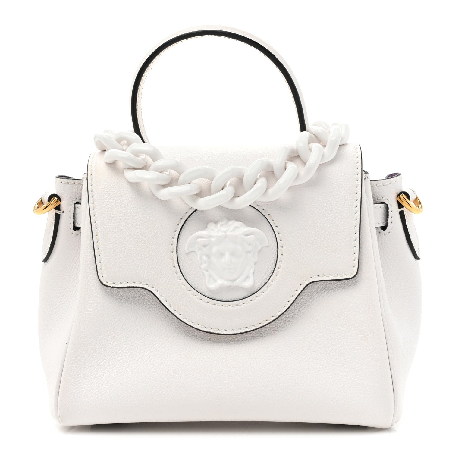 Versace Grained Calfskin Small La Medusa Top Handle Bag White 1 of 15