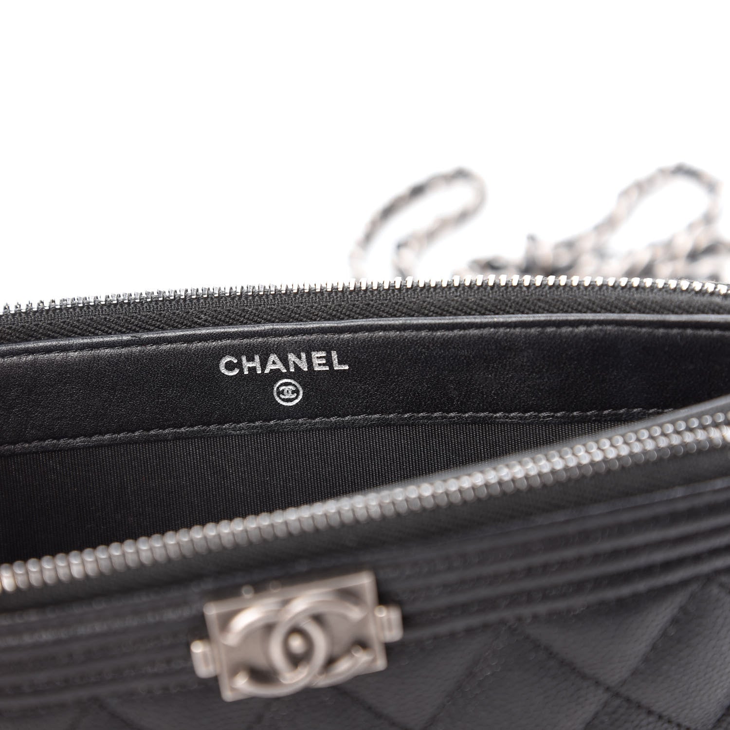 Chanel Caviar Quilted Small Boy Clutch With Chain Black 10 of 14