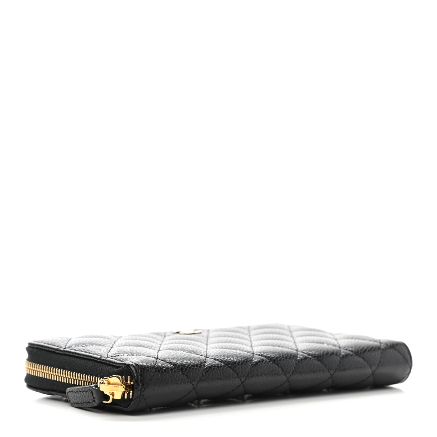 Caviar Quilted Large Gusset Zip Around Wallet Black